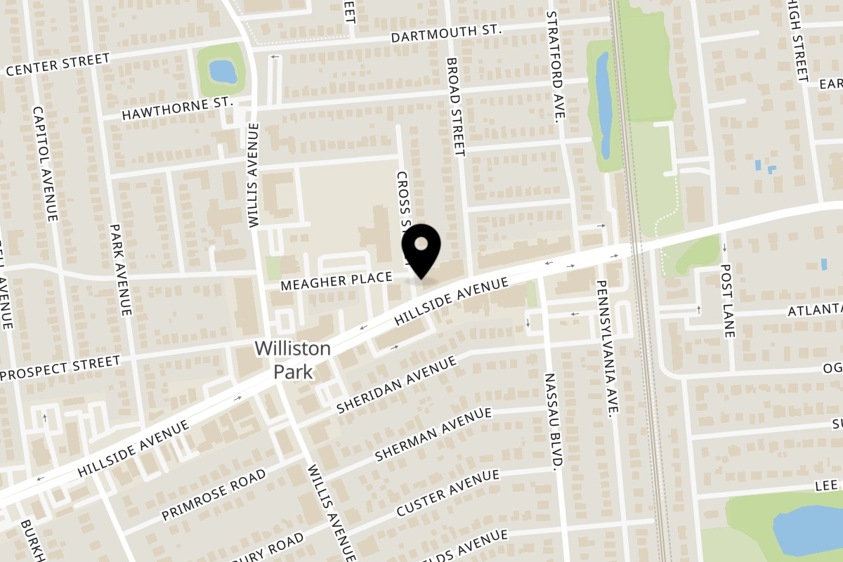 Map showing the location of Hildebrandt's on 84 Hillside Avenue in Williston Park